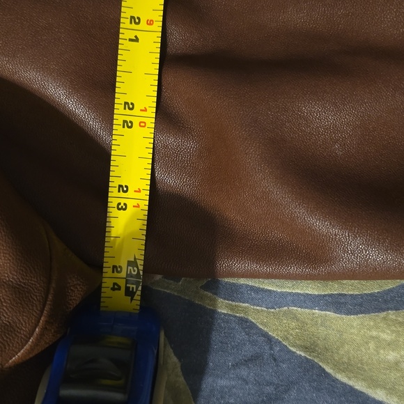 Calvin Klein Brown Leather Moto Jacket with Asymmetrical Zipper - Picture 6 of 6